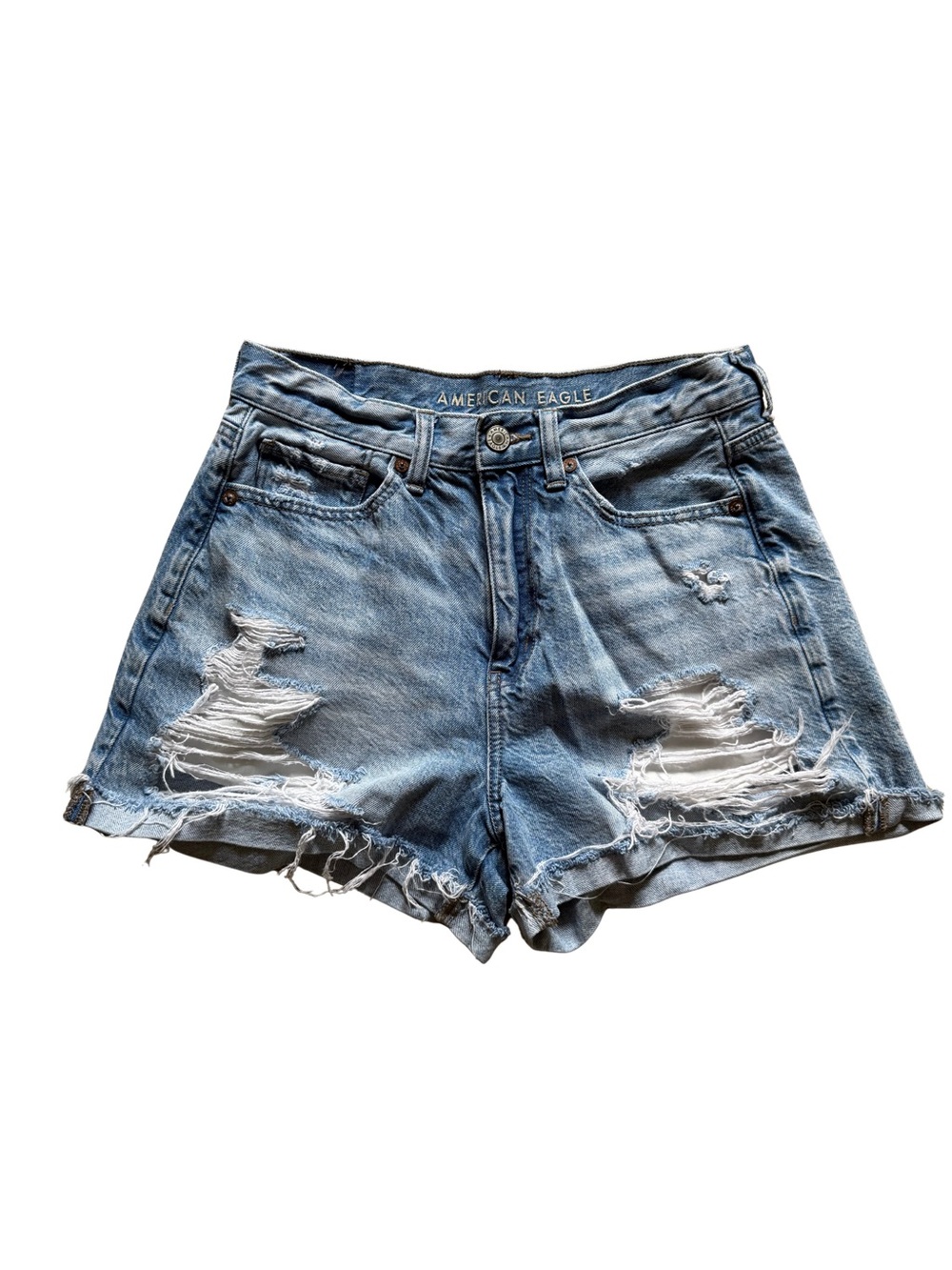 American Eagle Outfitters Light Wash Distressed Denim Shorts